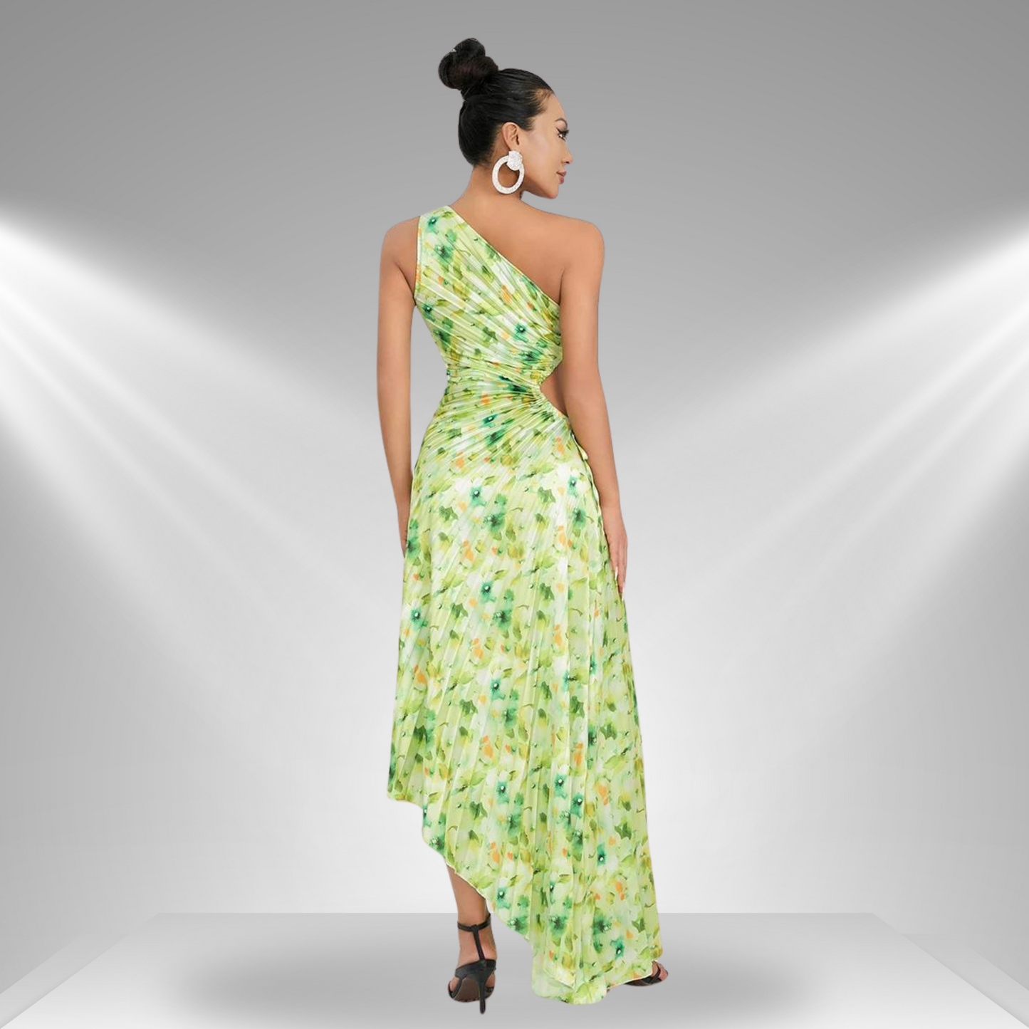 Elegant Asymmetrical Maxi Dress | Chic One-Shoulder Sleeveless Gown with Pleated Detailing for Evening Events