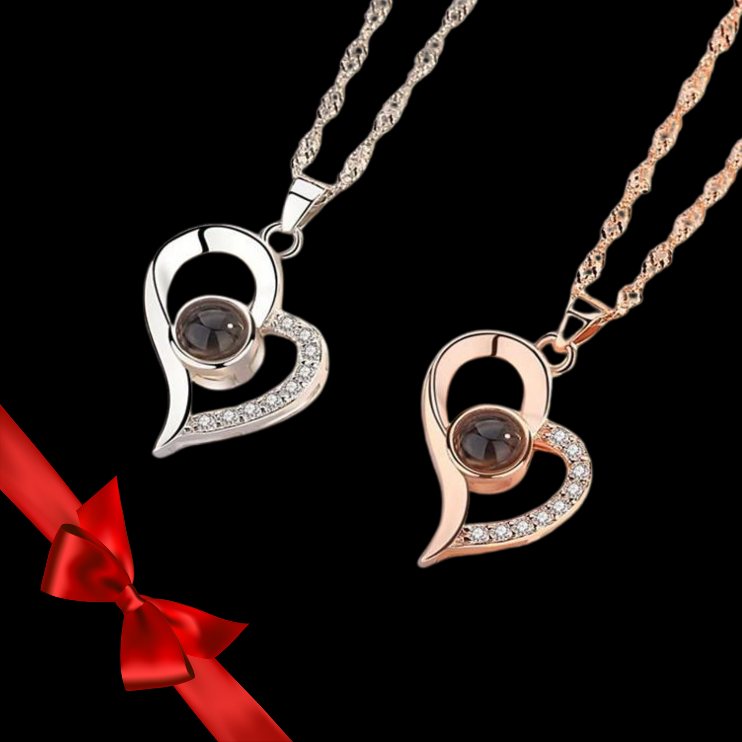 Mother’s Day Exclusive: ‘100 Languages of Love’ Heart Projection Necklace | Elegant Rose Gift Box Included | Luxury Fashion Jewelry for Her