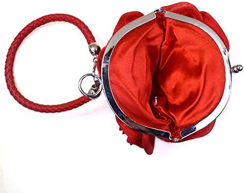 Buddy Women Rose-Shaped Clutch: Soft Satin Wristlet Handbag for Wedding Parties and Elegant Occasions