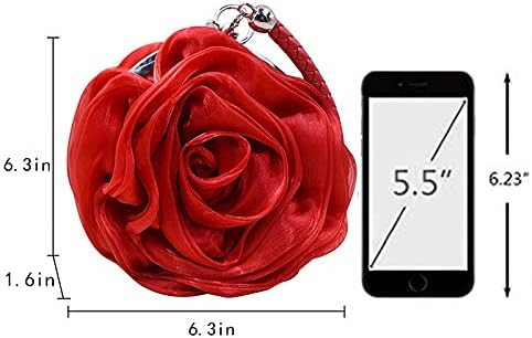 Buddy Women Rose-Shaped Clutch: Soft Satin Wristlet Handbag for Wedding Parties and Elegant Occasions