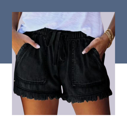 Women Summer Denim Casual Shorts Elastic with Pockets