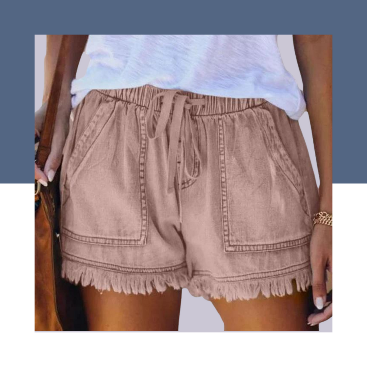 Women Summer Denim Casual Shorts Elastic with Pockets