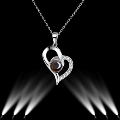 Mother’s Day Exclusive: ‘100 Languages of Love’ Heart Projection Necklace | Elegant Rose Gift Box Included | Luxury Fashion Jewelry for Her