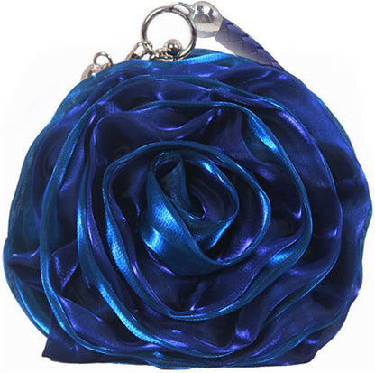 Buddy Women Rose-Shaped Clutch: Soft Satin Wristlet Handbag for Wedding Parties and Elegant Occasions