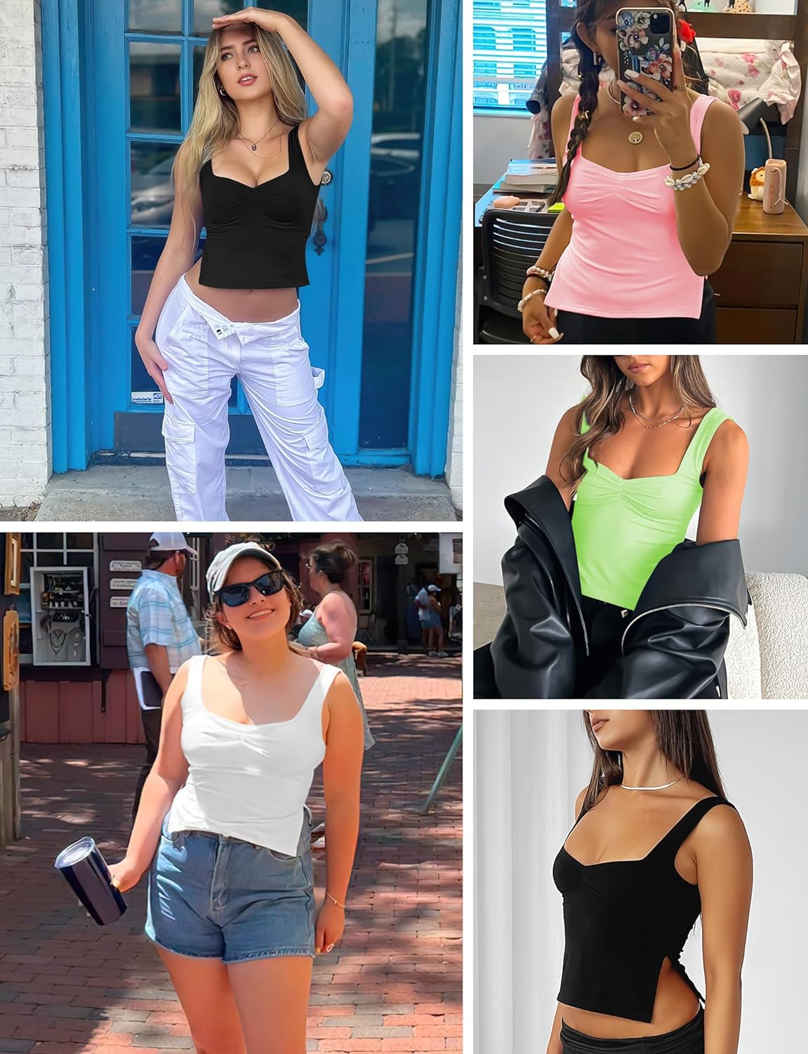 Women’s Sleeveless Slim Crop Tank Top Sexy Pleated Bustier Sweetheart Neck Strappy Slits Cropped Vest Cami