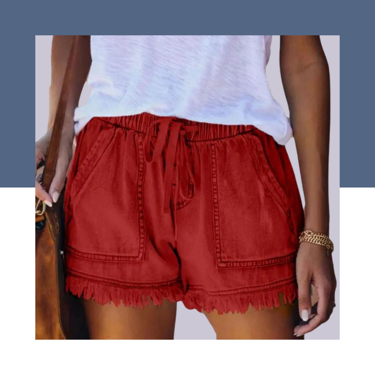 Women Summer Denim Casual Shorts Elastic with Pockets