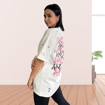 2024 Summer Oversized Casual Letter Print T-Shirt for Women - Fashion Streetwear Short Sleeve O-Neck Top