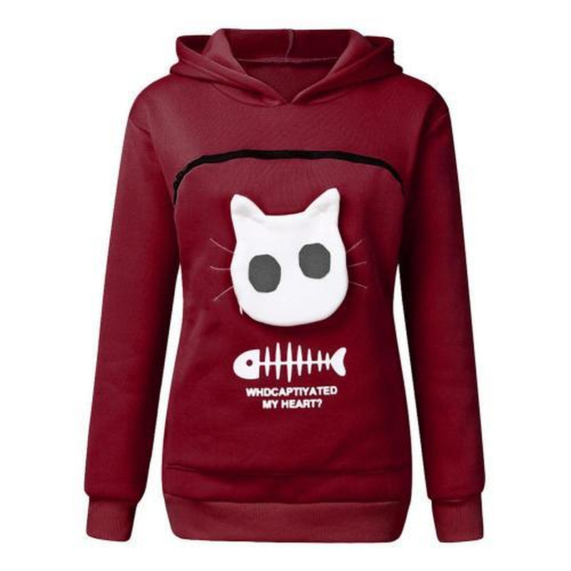 Pet Carrier Thicken Shirts Cats Lovers Hoodie Kangaroo Dog Pet Paw Pullovers Cuddle Pouch Sweatshirt Pocket Animal Ear Hooded