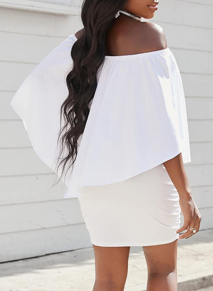 Chic Off-Shoulder Ruffle Mini Dress - Bodycon Nightclub Style for Women